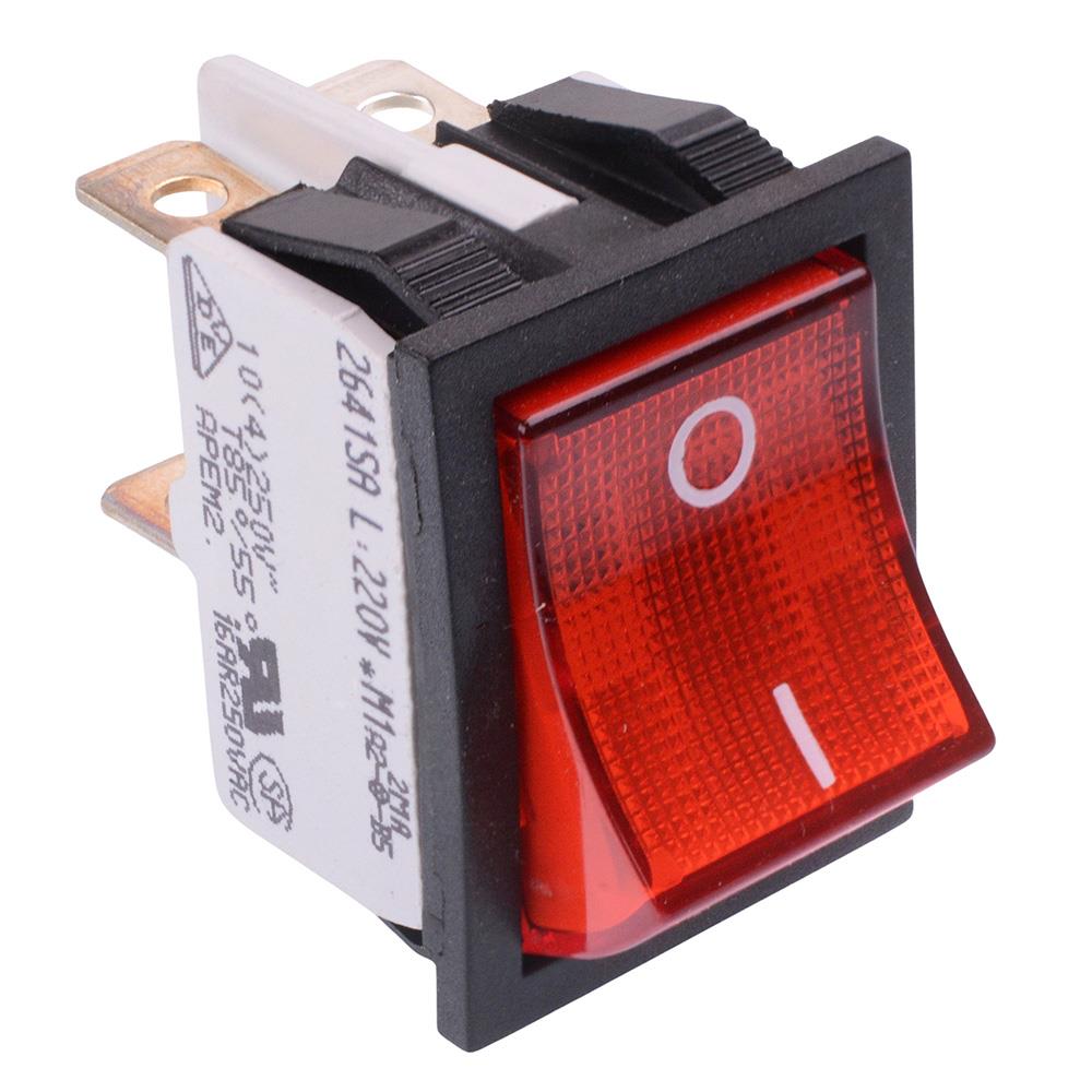 2641SLH/2A23621L220V APEM 220V Red illuminated On-Off Industrial Rocker Switch DPST 16A