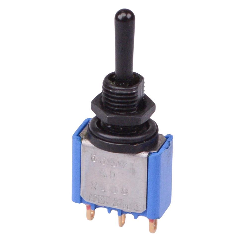 5637ADGBX408 APEM Black (On)-Off-(On) Momentary Miniature Toggle Switch Sealed SPDT