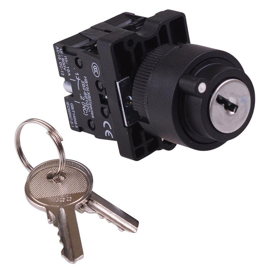 2 Position Latching 22mm Key Switch NO/NC