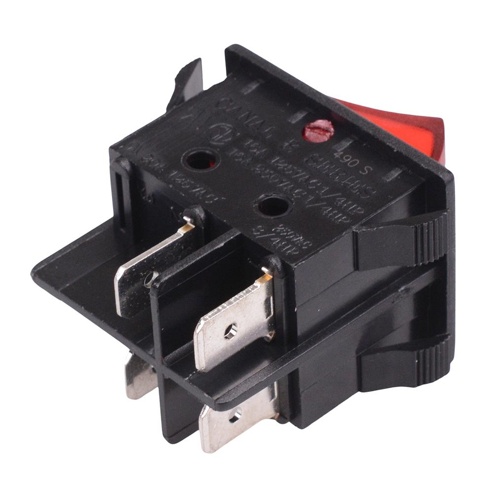 Red On-Off 22x30mm Rectangle Rocker Switch DPST 16A 250VAC