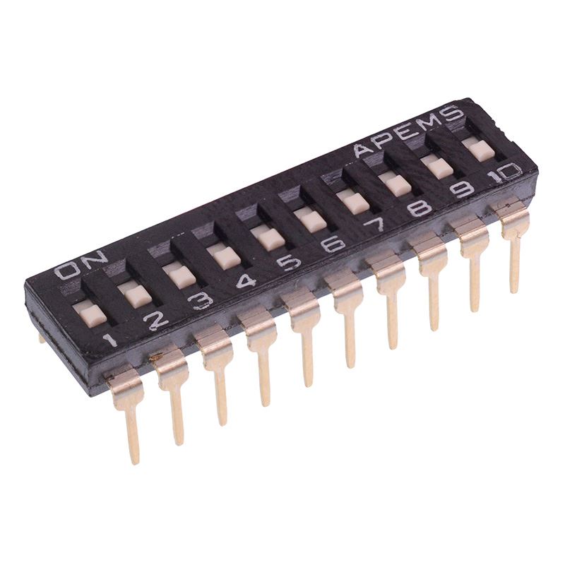 NDIR-10STV 10 Way Through Hole DIP Switch SPST APEM
