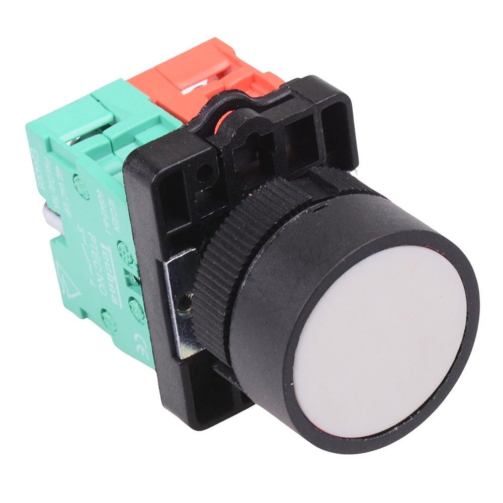 Techna PtecPNWhite White Flush Push Button Switch 10A 1NO-1NC