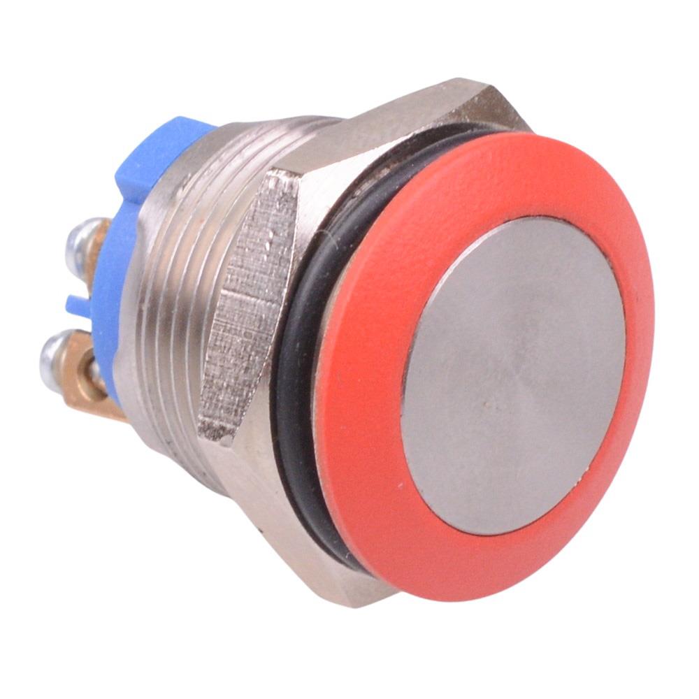 AV09C703D940KX2541-3 APEM Red 19mm Momentary NO Vandal Push Button Switch SPST