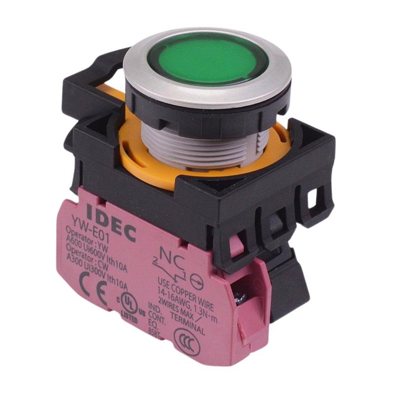 CW4L-A1E01Q3G Green 12V illuminated Maintained Push Button Switch 1NC IP65 IDEC