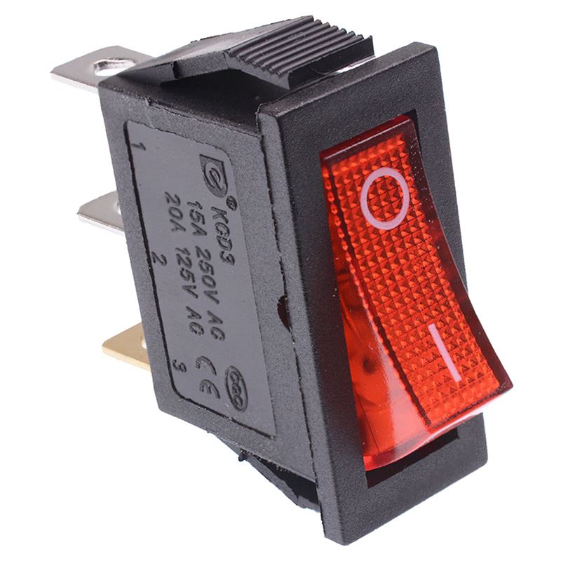 Red illuminated Rectangle Rocker Switch 12V SPST