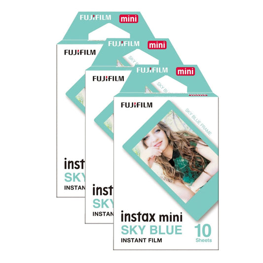 Fujifilm Instax Mini Border Instant Photo Film - Sky Blue 30 Sheets