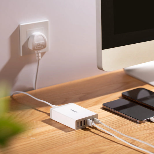 Maplin 6 Port USB Charging Station 65W 2x USB-C PD QC3.0 4x USB-A 1.5m Cable