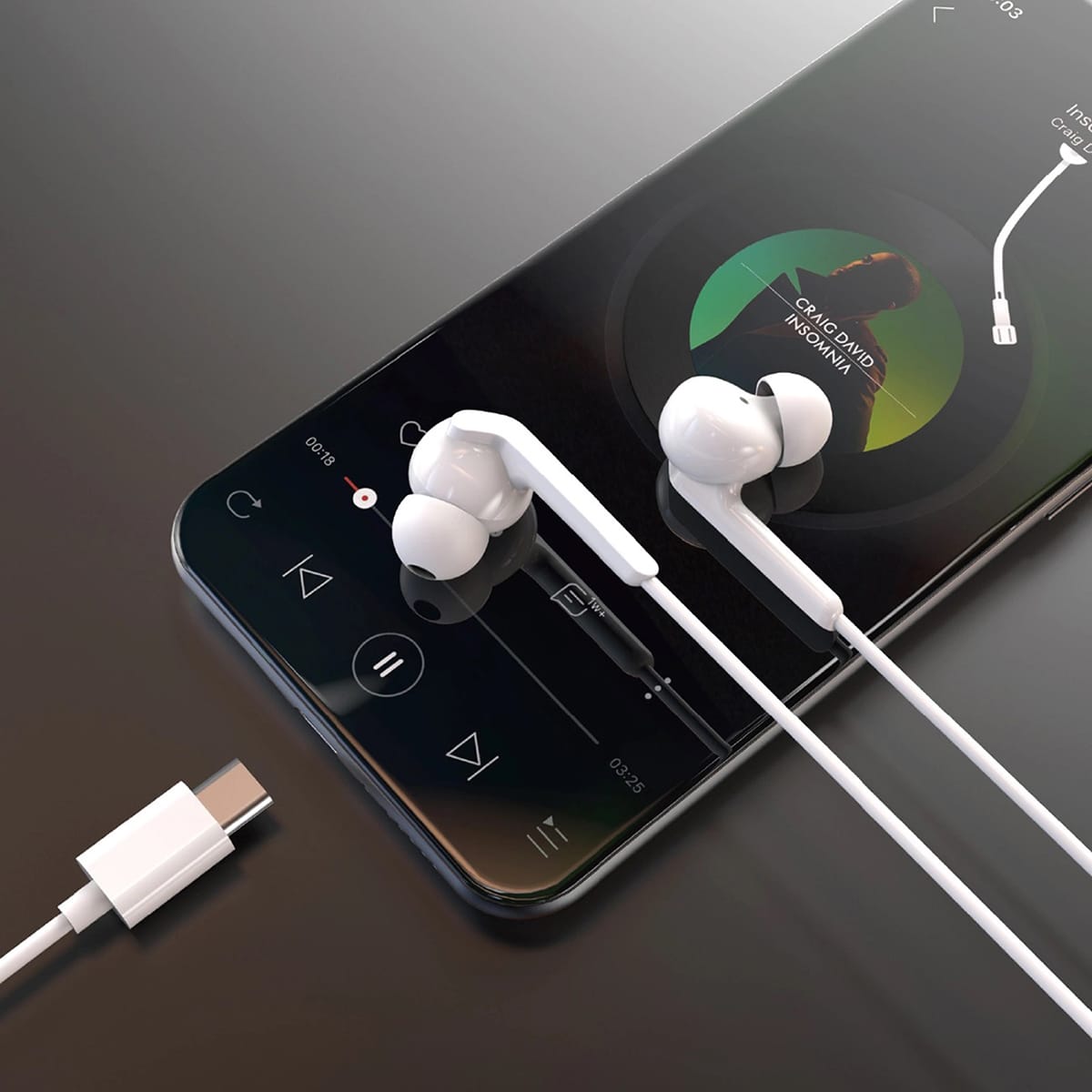 Maplin Wired Earphones USB-C Soft Fit Hands Free Calling Volume Control