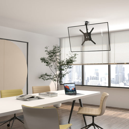 ProperAV Retractable Fold-Up Ceiling TV Bracket (23" - 55" / 20kg Capacity / VESA Max. 400x400) - Black