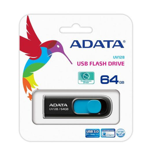 Adata 64GB UV128 USB 3.2 Flash Drive, Retractable, Capless
