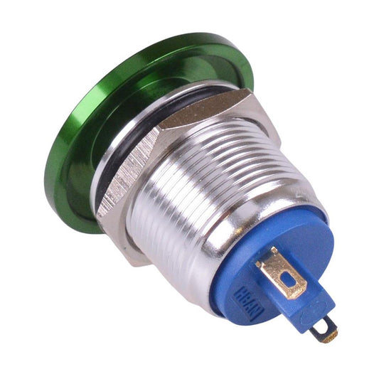 Green Mushroom Momentary 19mm Metal Push Button Switch IP65 NO