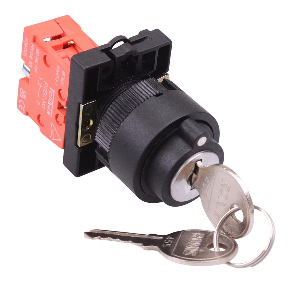 Techna PtecK3MRA 3 Position Momentary Plastic Key Switch 10A 1NC