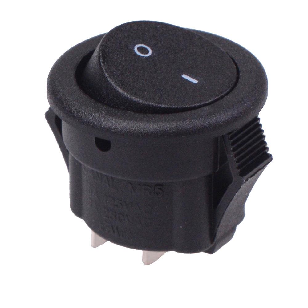 Miniature On-Off 15mm Round Rocker Switch SPST 3A 250VAC