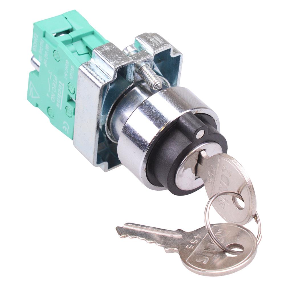 Techna PtecMetK3CRC 3 Position Metal Key Switch 10A 1NO