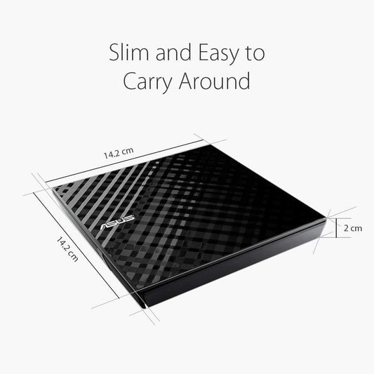 Asus External Slimline DVD Re-Writer, USB, 8x, Black, Cyberlink Power2Go 8