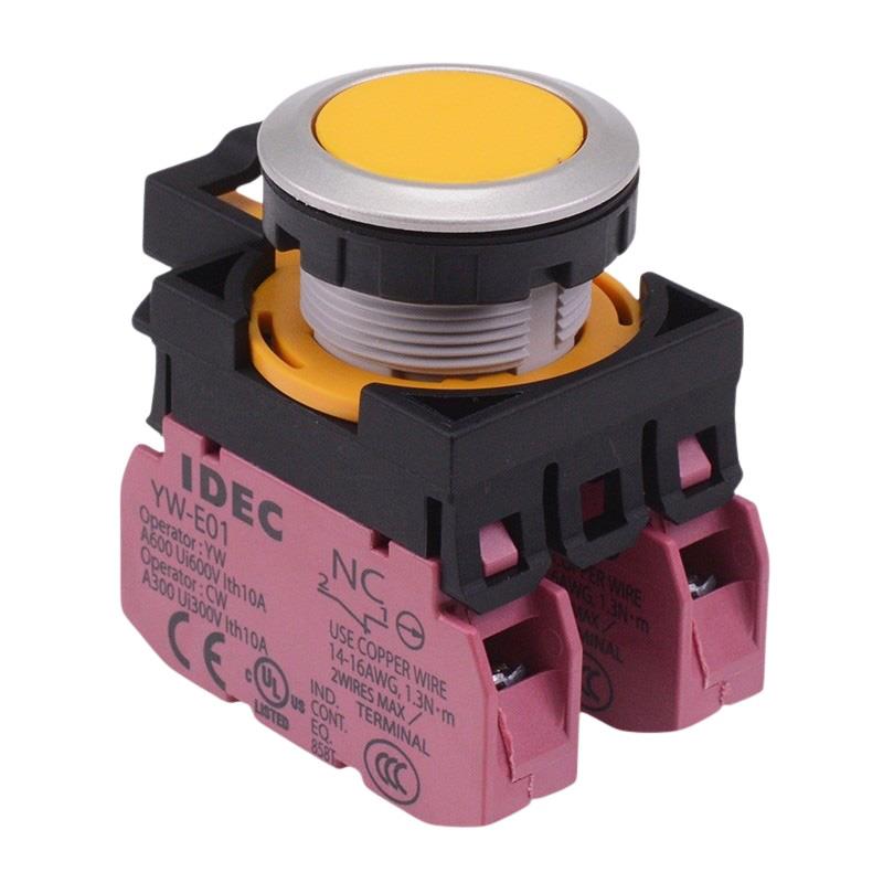 CW4B-A1E02Y Yellow Metallic Maintained Push Button Switch 2NC IP65 IDEC