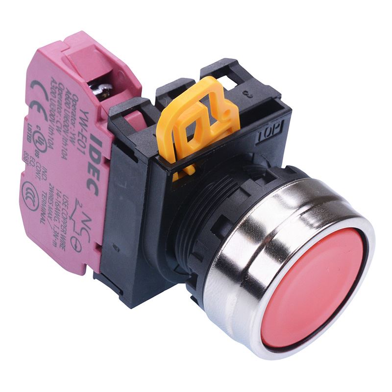 YW4B-A1E01R Red 22mm Metal Bezel Maintained Push Button Switch NC IP65 IDEC