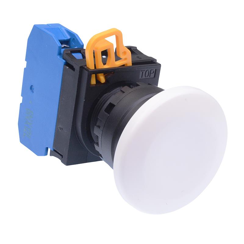 YW1B-A4E10W White 22mm Mushroom Maintained Push Button Switch NO IP65 IDEC