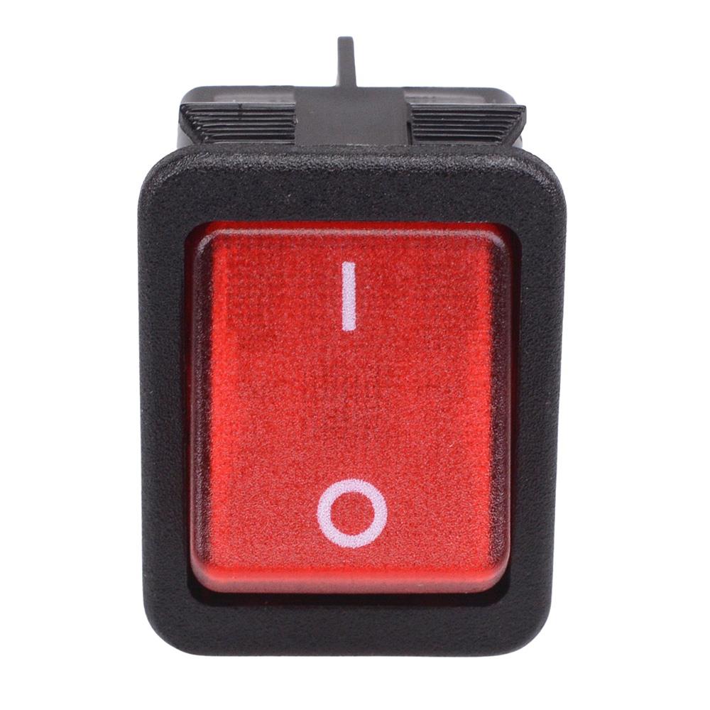 Red illuminated 230V Rectangle Rocker Switch DPST 16A