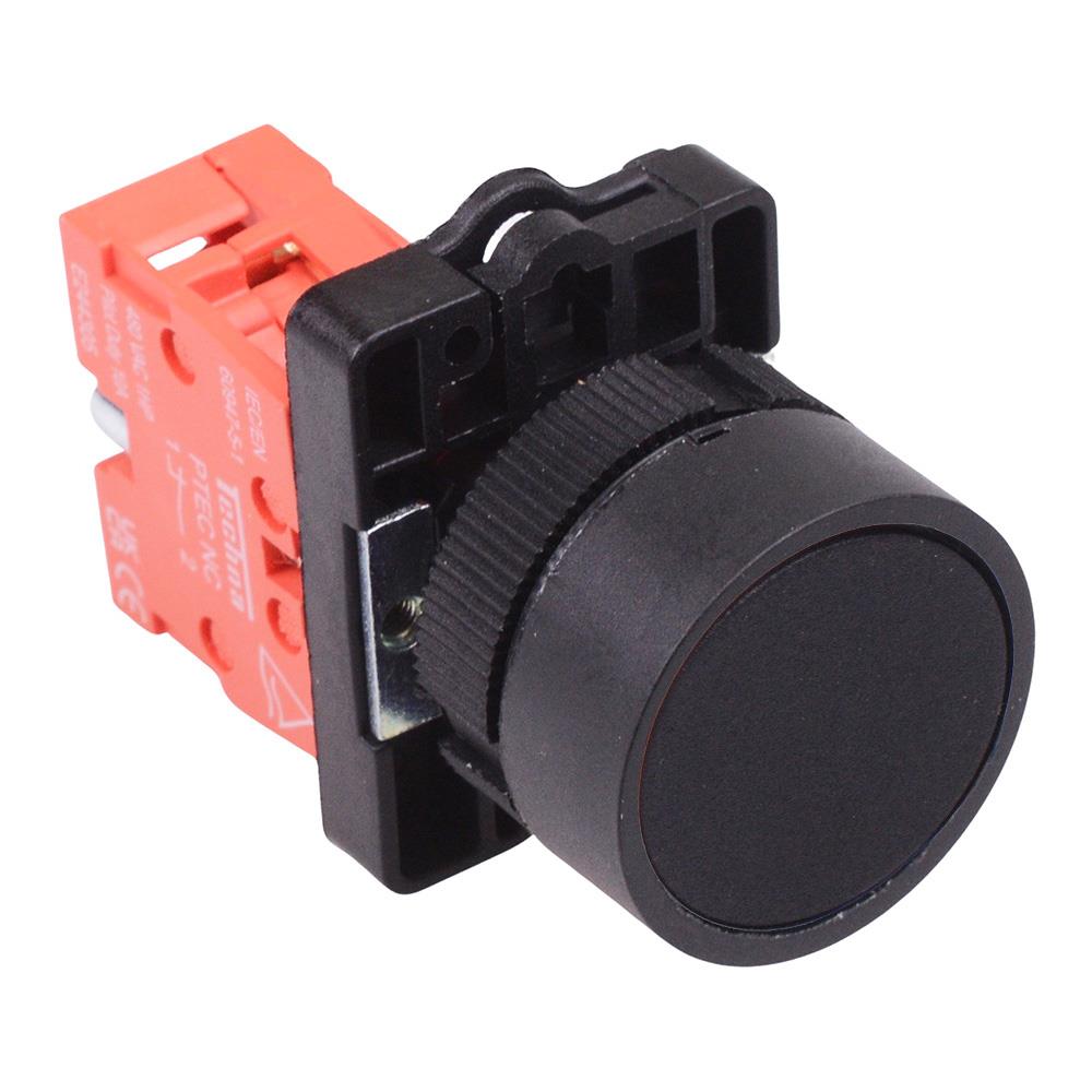 Techna PtecPNBlack Black Flush Push Button Switch 10A 1NC