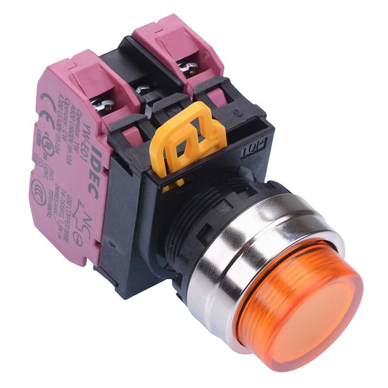 YW4L-M2E02Q4A Amber 24V illuminated 22mm Metal Bezel Momentary Push Button Switch 2NC IP65 IDEC
