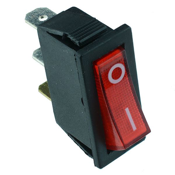 Red illuminated Rectangle Rocker Switch 230V SPST