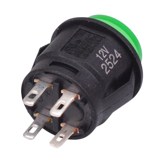 Off-(On) Momentary Green 12V LED 16mm Push Button Switch SPST R13-523AL-05