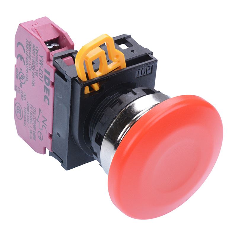 YW4B-M4E01R Red 22mm Metal Bezel Mushroom Momentary Push Button Switch NC IP65 IDEC