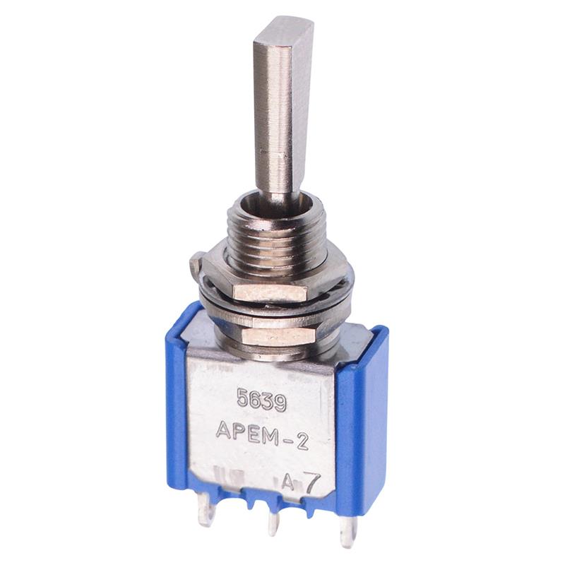 5639A9 On-Off-On 6.35mm Miniature Toggle Switch SPDT 4A 30VDC APEM