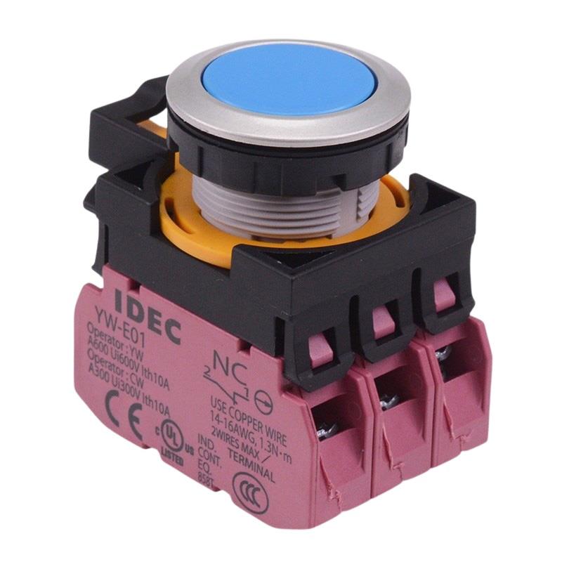 CW4B-A1E03S Blue Metallic Maintained Push Button Switch 3NC IP65 IDEC