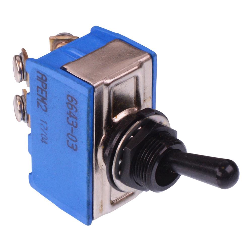 6643-03 APEM Black Off-(On) Momentary 12mm Toggle Switch DPST 6.5A