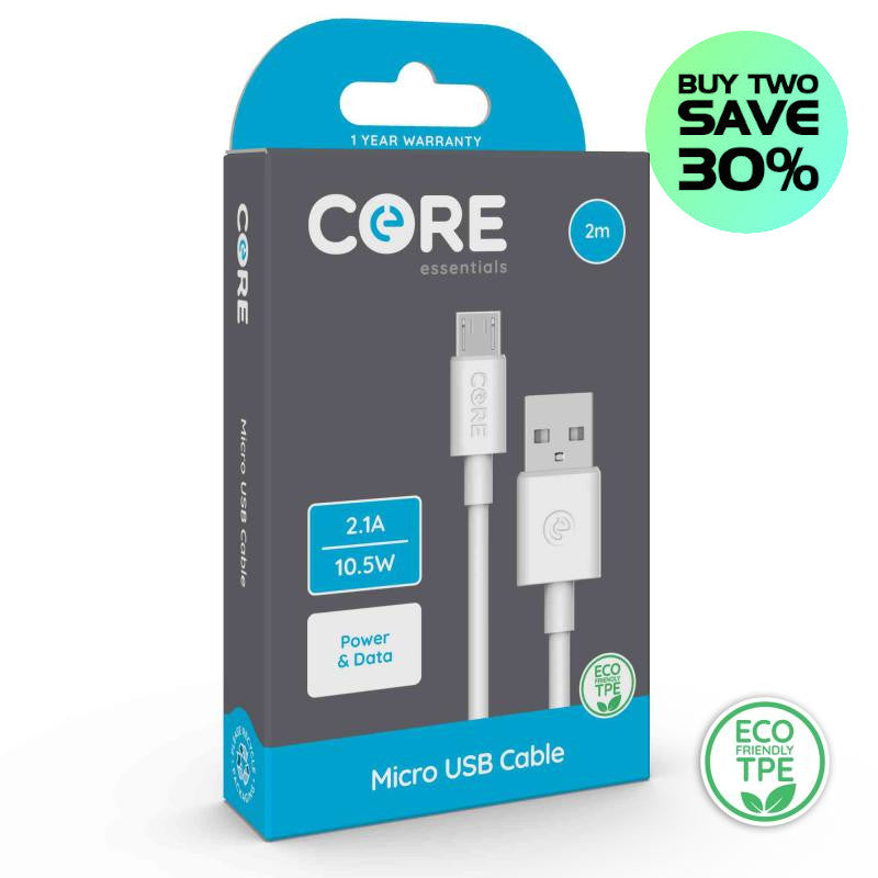 CORE Micro USB to USB-A Fast Charge Cable, 2 Metre