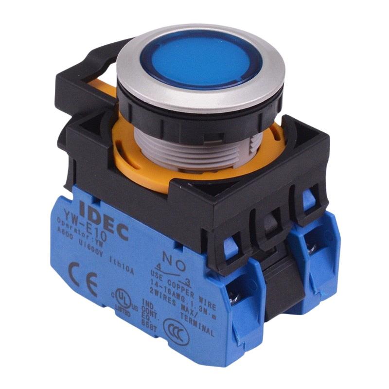CW4L-M1E20Q3S Blue 12V illuminated Metallic Momentary Push Button Switch 2NO IP65 IDEC