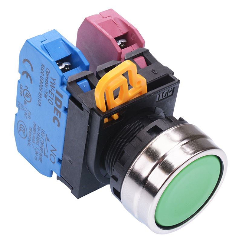 YW4B-M1E11G Green 22mm Metal Bezel Momentary Push Button Switch 1NO-1NC IP65 IDEC