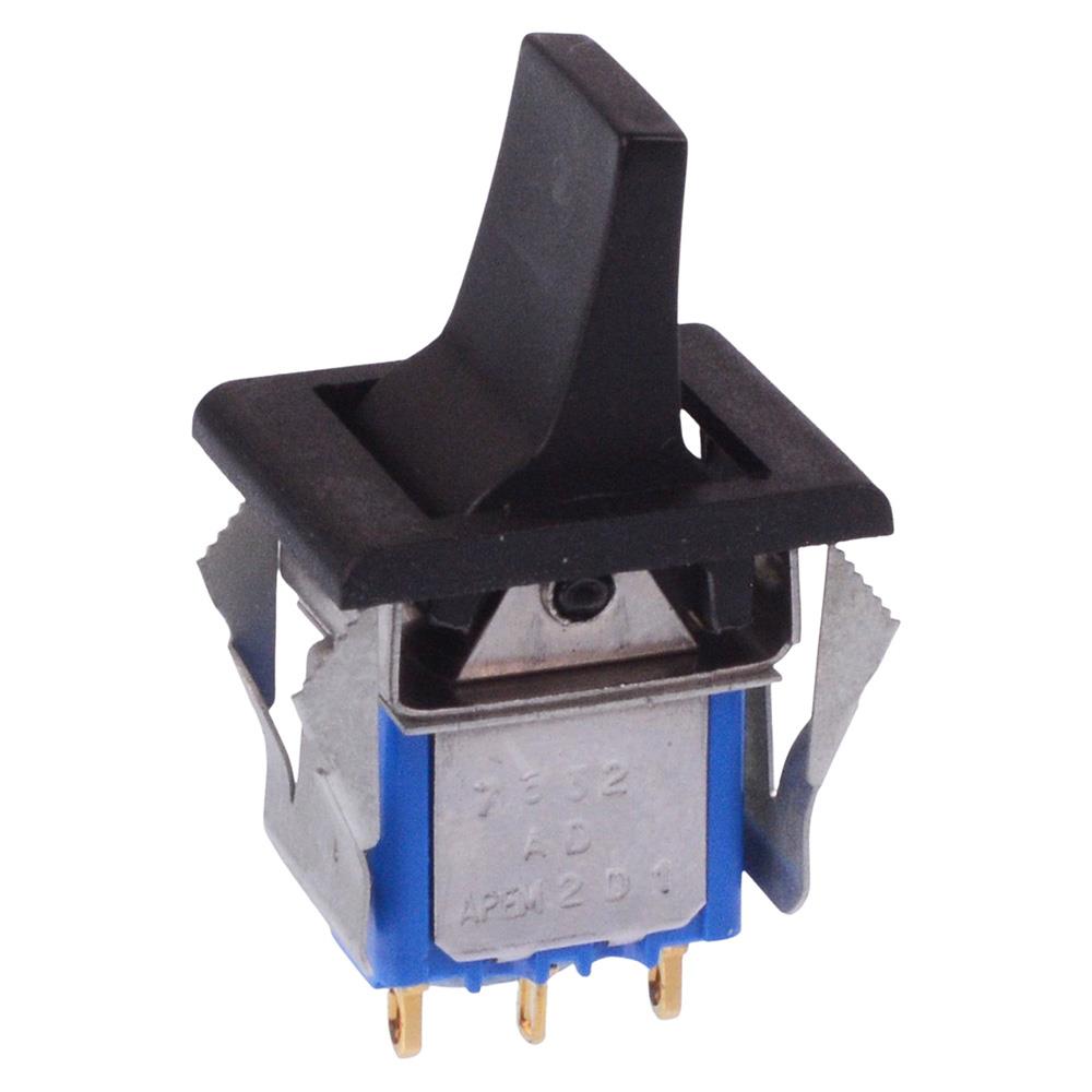 7632AD Black Paddle On-(On) Momentary Snap-In Rocker Switch SPDT 4A 30VDC