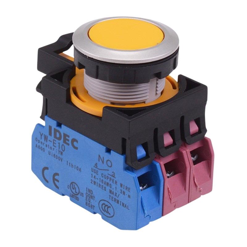 CW4B-A1E12Y Yellow Metallic Maintained Push Button Switch 1NO-2NC IP65 IDEC