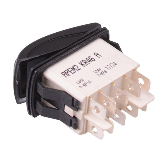 KR46CAKKJG22N64XXLP On-On Auto Rocker Switch Red/Green 24V illuminated DPDT IP68