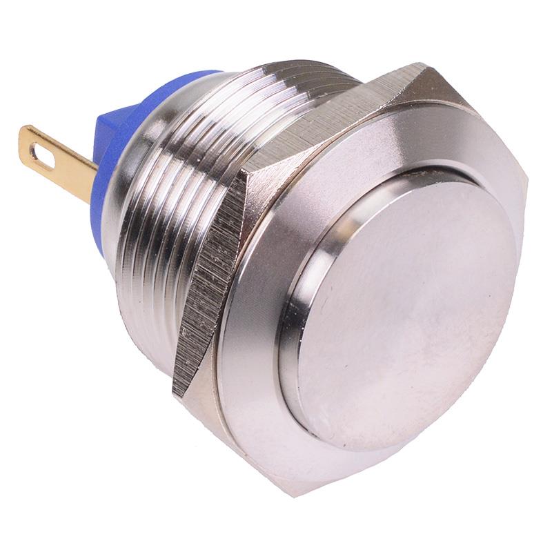 Off-(On) 22mm Raised Stainless Steel Vandal Resistant Push Button Switch 2A SPST