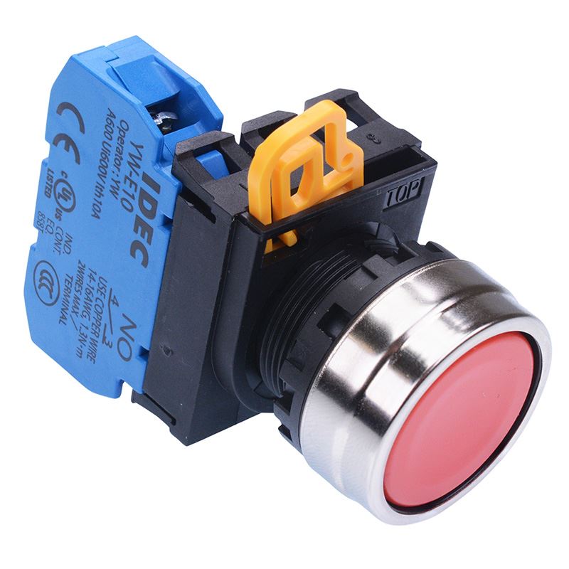 YW4B-A1E10R Red 22mm Metal Bezel Maintained Push Button Switch NO IP65 IDEC