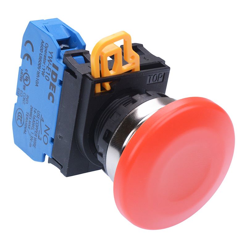 YW4B-A4E10R Red 22mm Metal Bezel Mushroom Maintained Push Button Switch NO IP65 IDEC