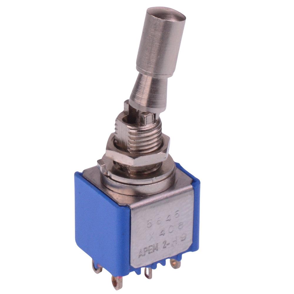 5646A2VX408 APEM On-On Locking 6.35mm Miniature Toggle Switch DPDT 4A 30VDC
