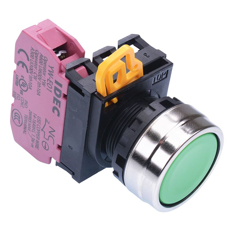 YW4B-M1E01G Green 22mm Metal Bezel Momentary Push Button Switch NC IP65 IDEC
