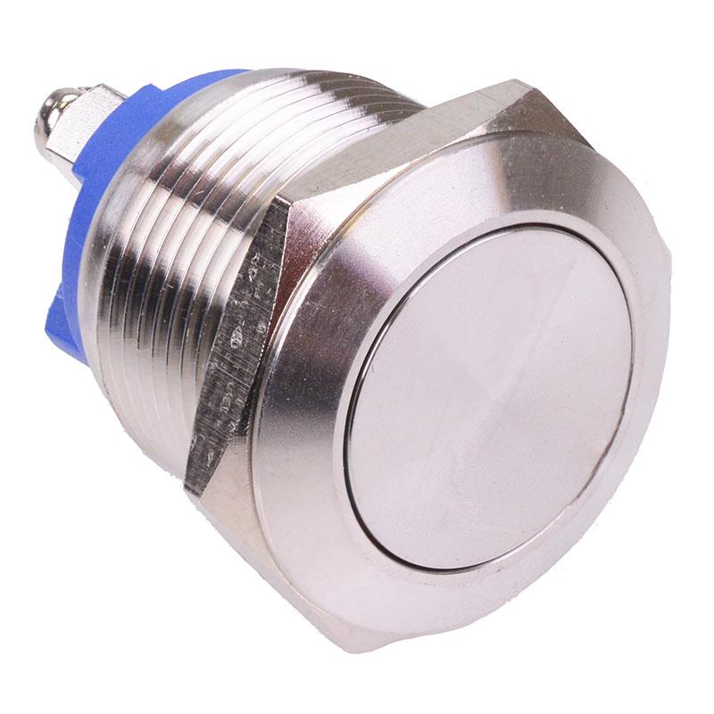 Off-(On) 19mm Stainless Steel Vandal Resistant Push Button Switch 2A SPST Screw
