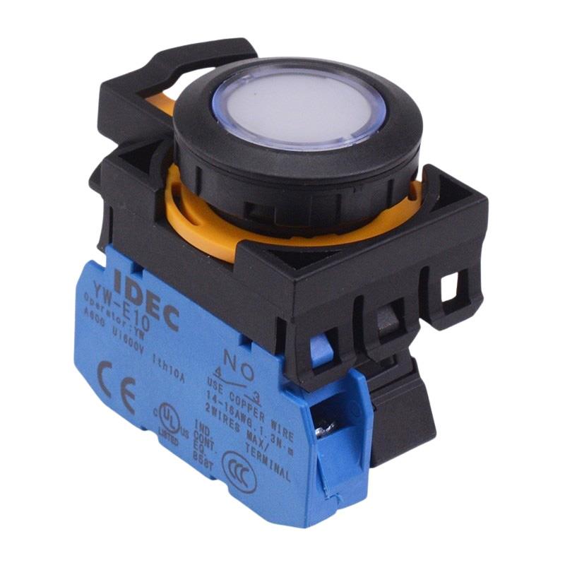 CW1L-A1E10Q3PW White 12V illuminated Maintained Push Button Switch 1NO IP65 IDEC