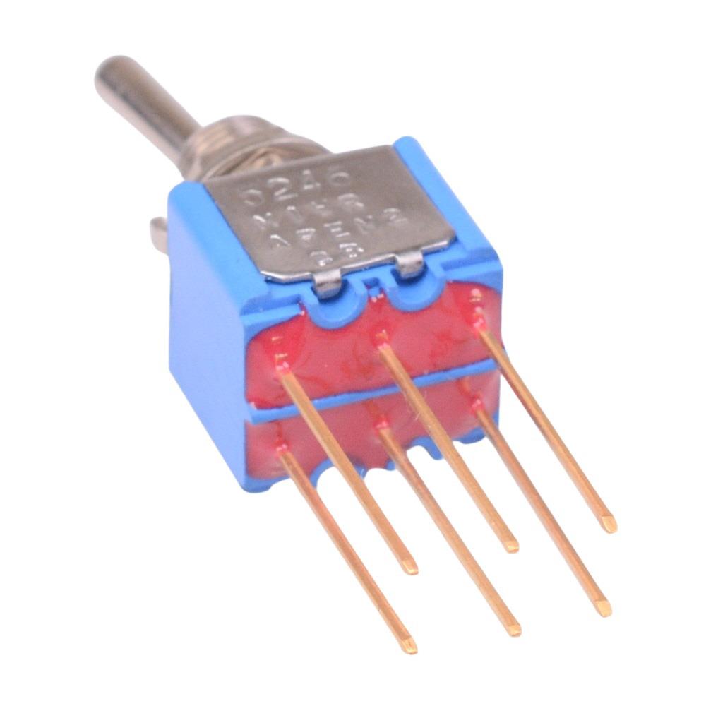 5246MIWRCDB APEM On-On Vertical PCB Miniature Toggle Switch DPDT