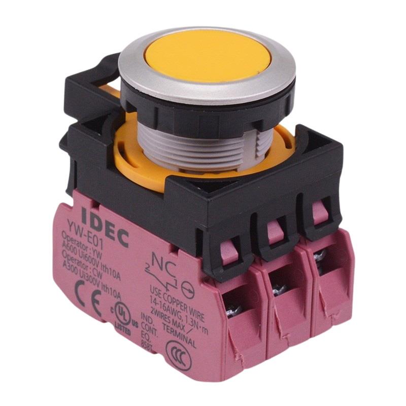 CW4B-A1E03Y Yellow Metallic Maintained Push Button Switch 3NC IP65 IDEC