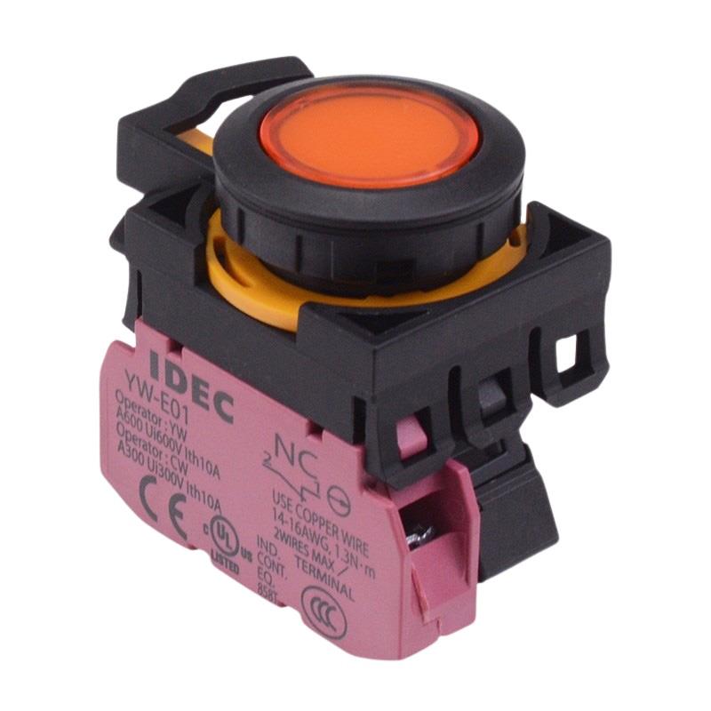 CW1L-M1E01Q4A Amber 24V illuminated Momentary Push Button Switch 1NC IP65 IDEC
