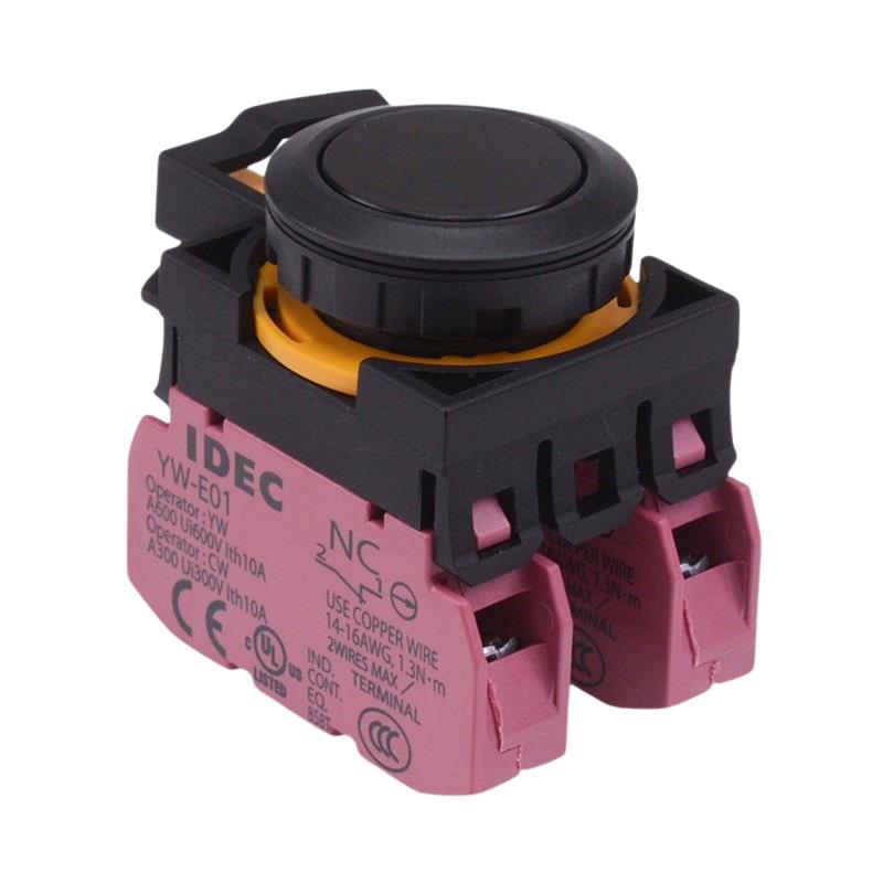 CW1B-M1E02B Black Momentary Push Button Switch 2NC IP65 IDEC