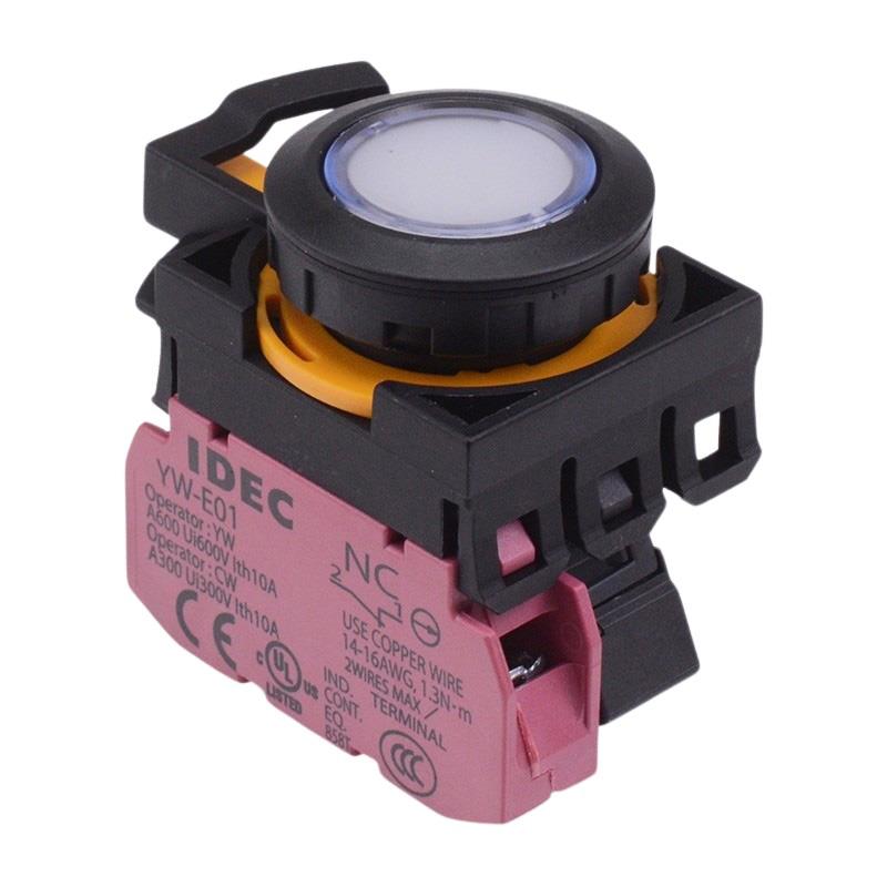 CW1L-A1E01Q4PW White 24V illuminated Maintained Push Button Switch 1NC IP65 IDEC