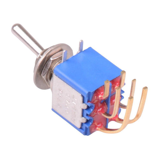 5246WWADX408 APEM On-On Right Angle PCB Miniature Toggle Switch DPDT